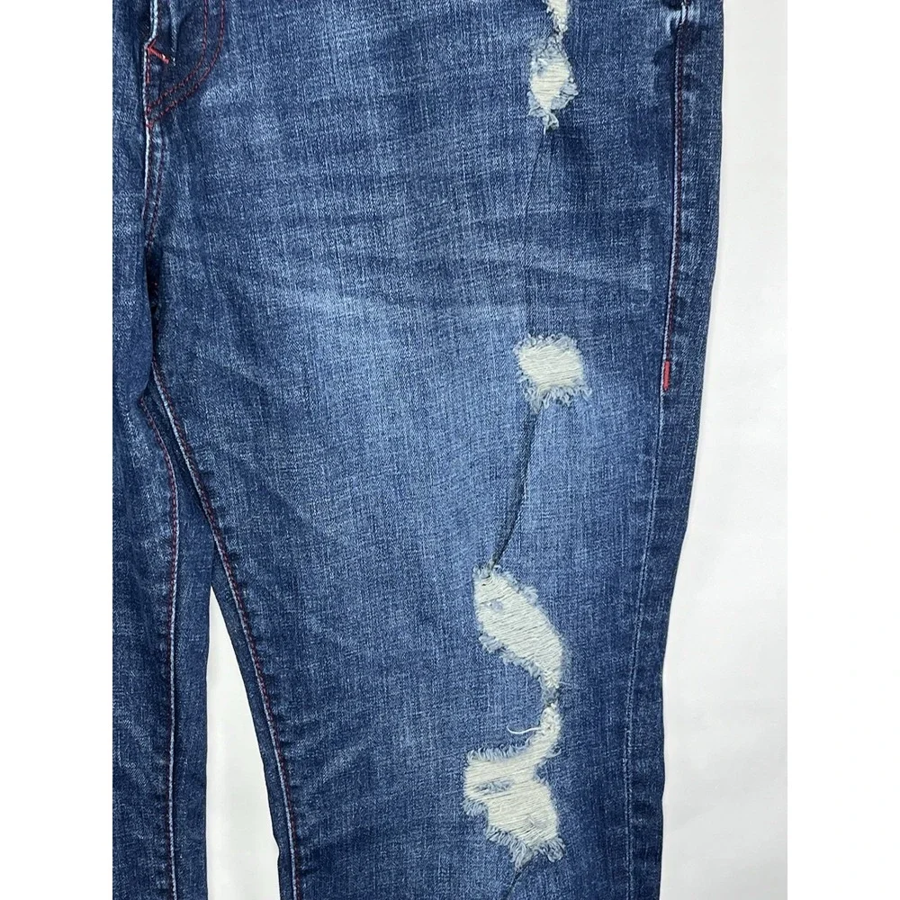 True Religion NWT Geno Relaxed Slim Jeans Men's 38 Distressed‎ Medium Wash Flap